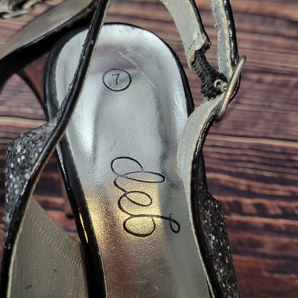 Black Platform heels with rainbow glitter. Silver heel. Size 7 from Deb. - Picture 8 of 8